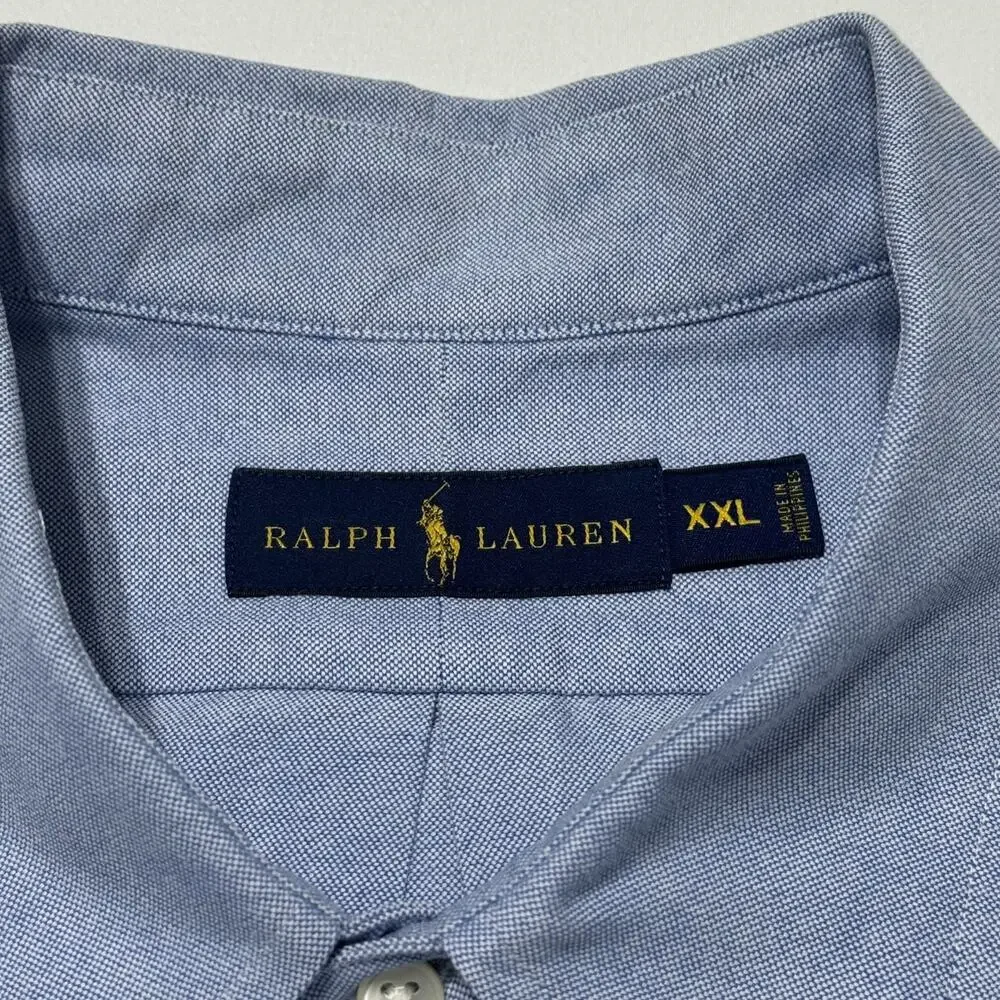Polo Ralph Lauren Button Down Short Sleeve Oxford Shirt 2XL Light Blue Preppy